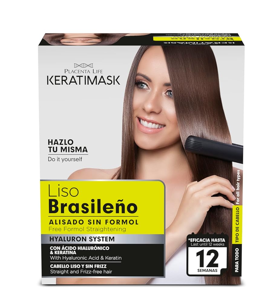 PLACENTA LIFE KERATIMASK Brazilian Straightening Kit with Keratin and Hyaluronic Acid - Keratin Treatment- Get a perfect smooth, shiny and silky- Formaldehyde FREE