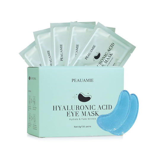 PEAUAMIE Under Eye Patchs (30 Pairs) Hyaluronic Acid Eye Mask for Dark Circles and Puffiness Wrinkle Eye Bags (Hyaluronic Acid)