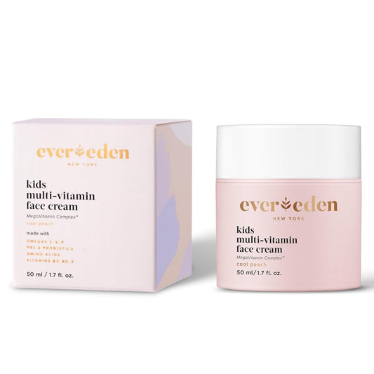Evereden Kids Face Cream: Cool Peach, 1.7 oz. | Plant Based and Natural Face Lotion | Clean and Non-Toxic Face Moisturizer | Multi-Vitamin Skin Care for Kids