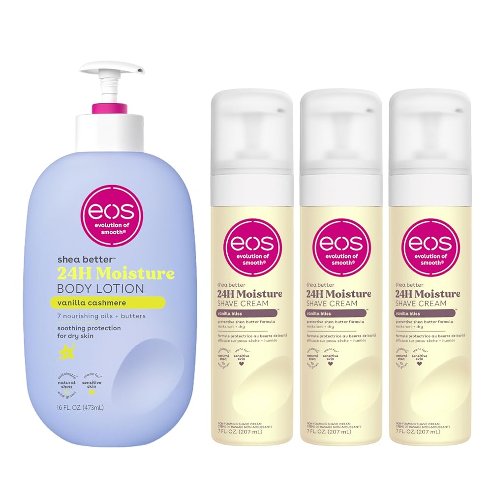eos Vanilla Skin Care Set- Body Lotion & Shave Cream, 4-Pack