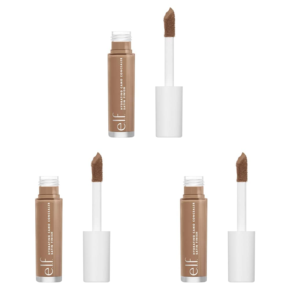e.l.f, Hydrating Camo Concealer, Lightweight, Full Coverage, Long Lasting, Conceals, Corrects, Covers, Hydrates, Highlights, Tan Latte, Satin Finish, 25 Shades, All-Day Wear, 0.20 Fl Oz (Pack of 3)