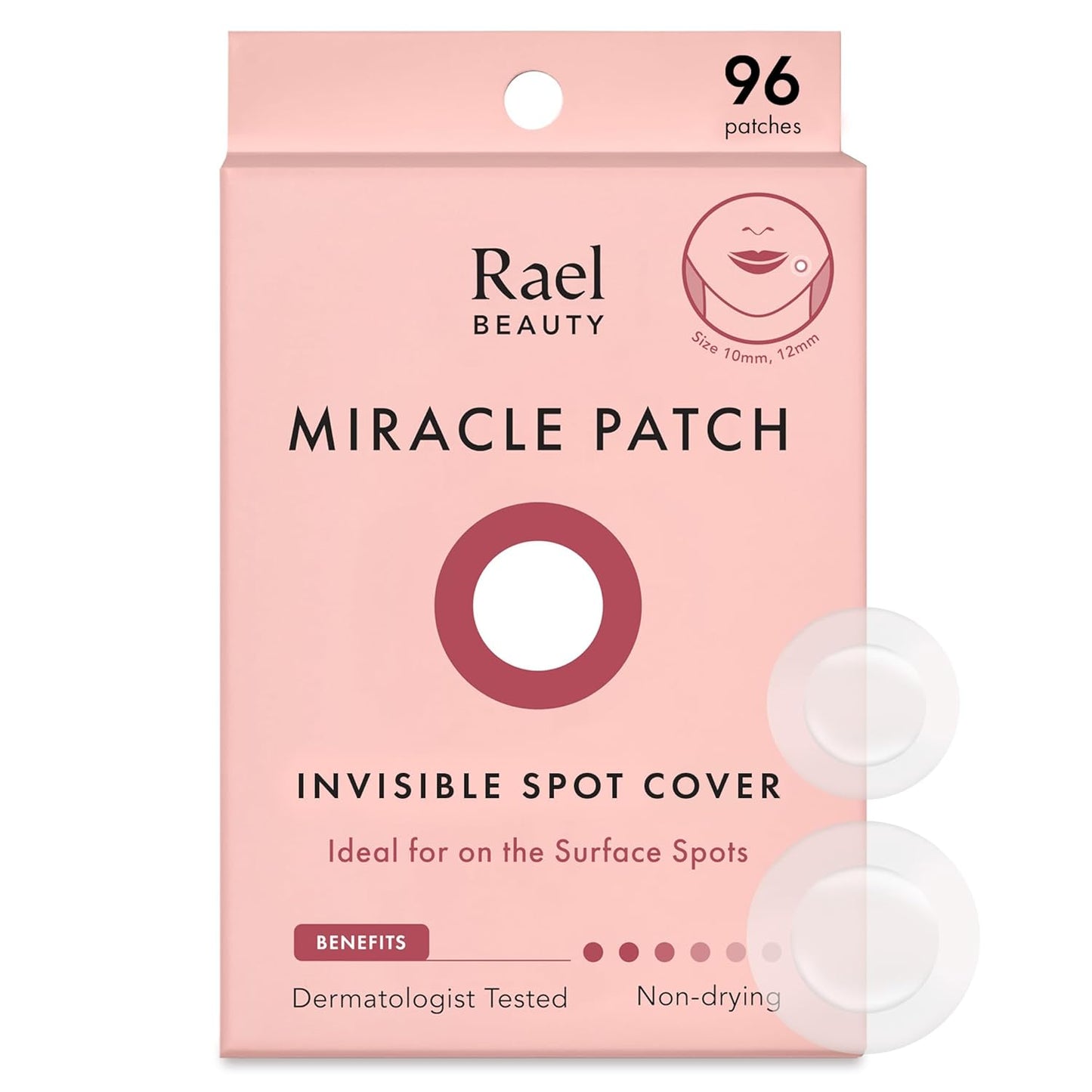 Rael Pimple Patches, Miracle Invisible Spot Cover - Hydrocolloid Acne Patch for Face, Blemishes, Zits Absorbing Patch, Breakouts Spot Treatment for Skin Care, Facial Sticker, 2 Sizes (96 Count)