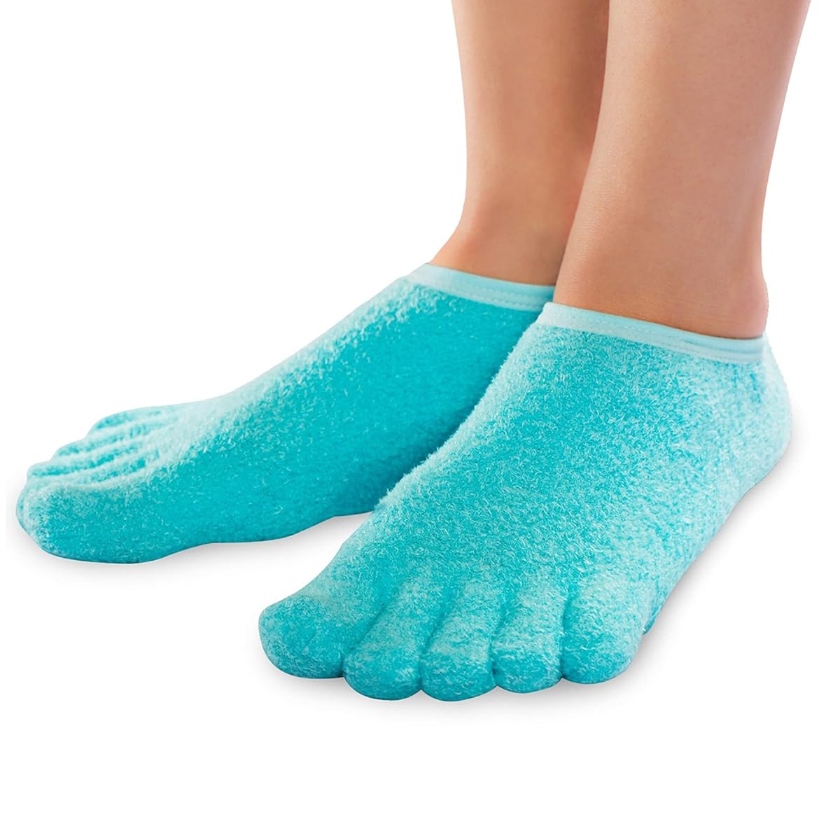 NatraCure 5-Toe Gel Lined Foot Moisturizing Socks Ð Aloe & Shea Infused Fuzzy Hydrating Socks for Women & Men - Soft Feet Moisturizer Spa & Pedicure Socks for Dry Cracked Heels, Calluses - Medium