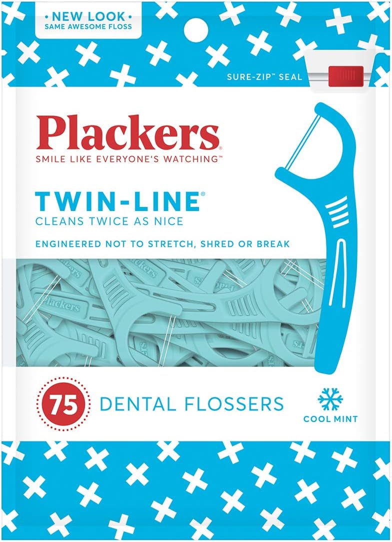 Plackers Whitening Twin Line Floss Picks - 75 ct - 3 pk