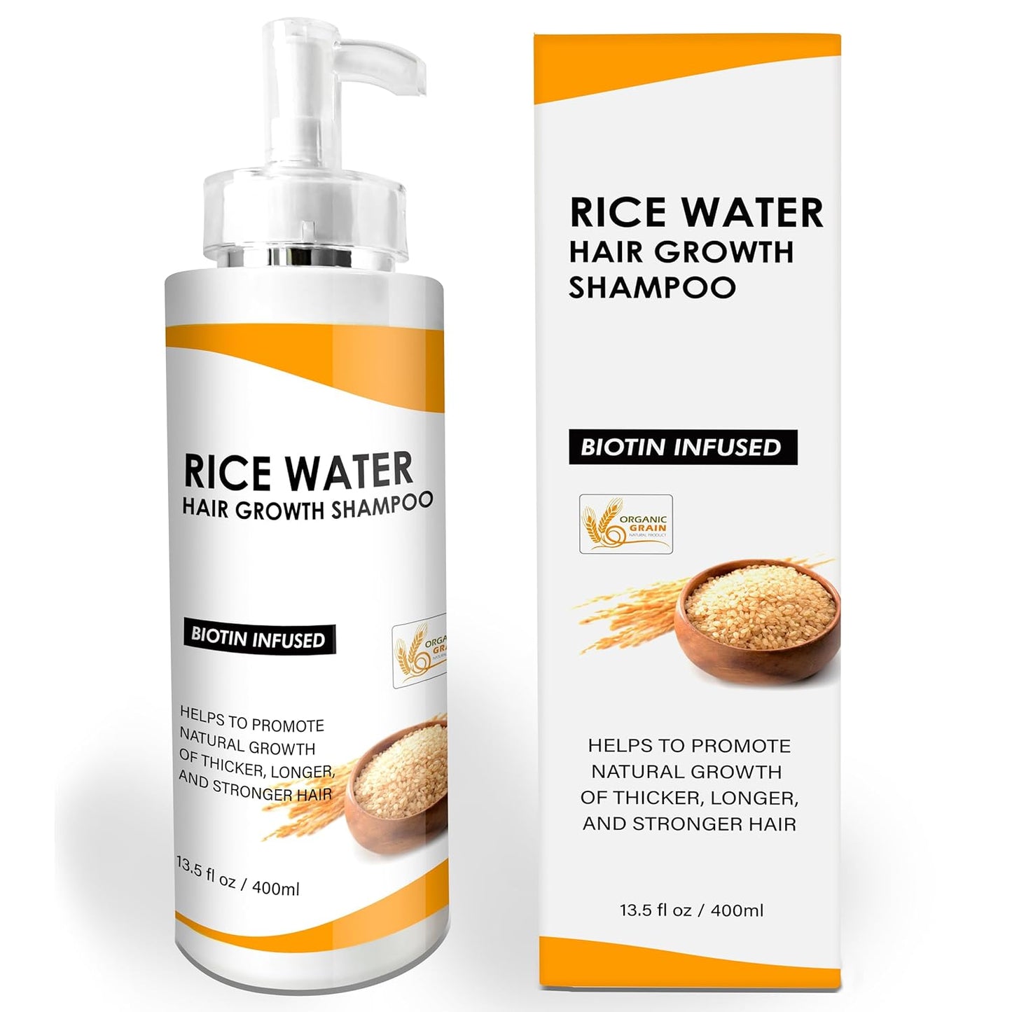 PHARMBANNER Hair Growth Shampoo Biotin: Rice Water for Hair Growth - Natural Thickening Shampoo with Rosemary & Caffeine for Thinning Hair and Hair Loss, Hair Regrowth for Women and Men -13.5 Fl Oz