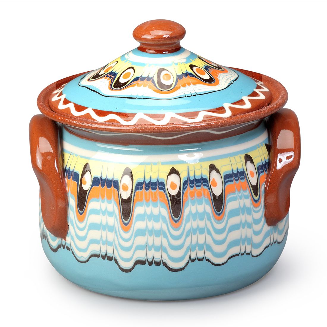 Handmade Cooking Clay Pot - Blue | Traditional Mediterranean Pottery