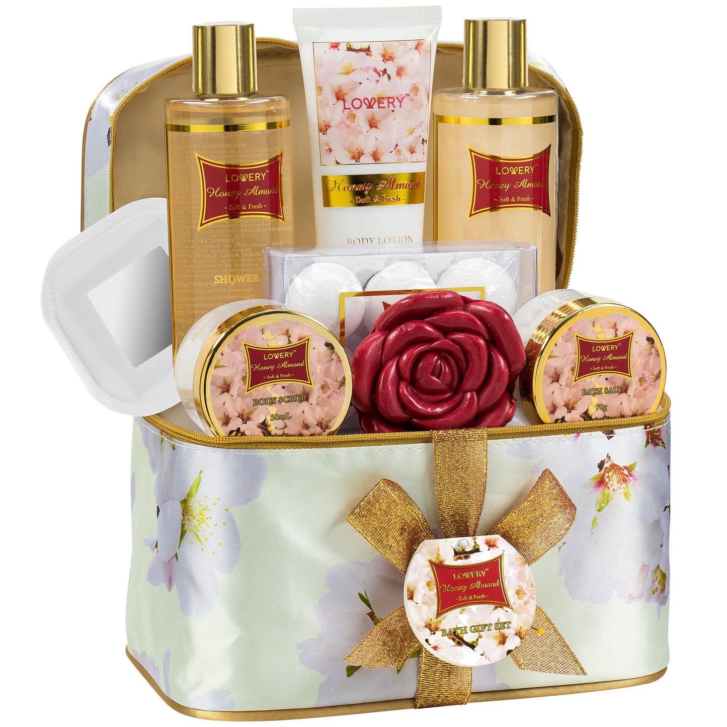 Honey Almond Home Bath Gift Set - 14Pc Spa Kit