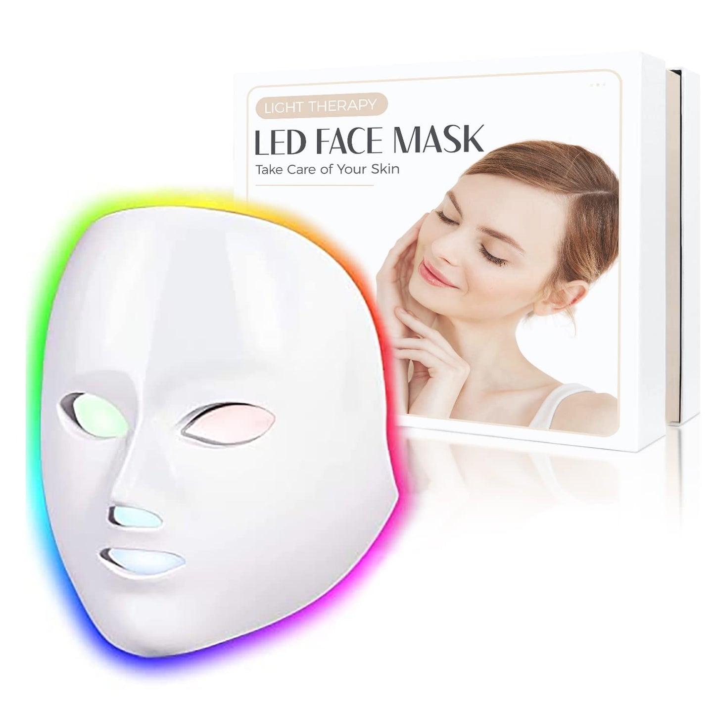Fxtiaa Red Light Therapy for Face, Led Face Mask Light Therapy, 7-1 Colors LED Facial Skin Care Mask