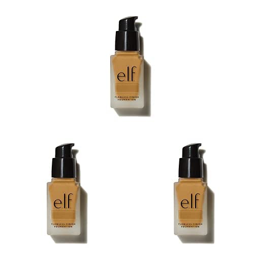 e.l.f. Flawless Finish Foundation, Lightweight & Medium Coverage, Semi-Matte Finish, Suede, 0.68 Fl Oz (20mL) (Pack of 3)