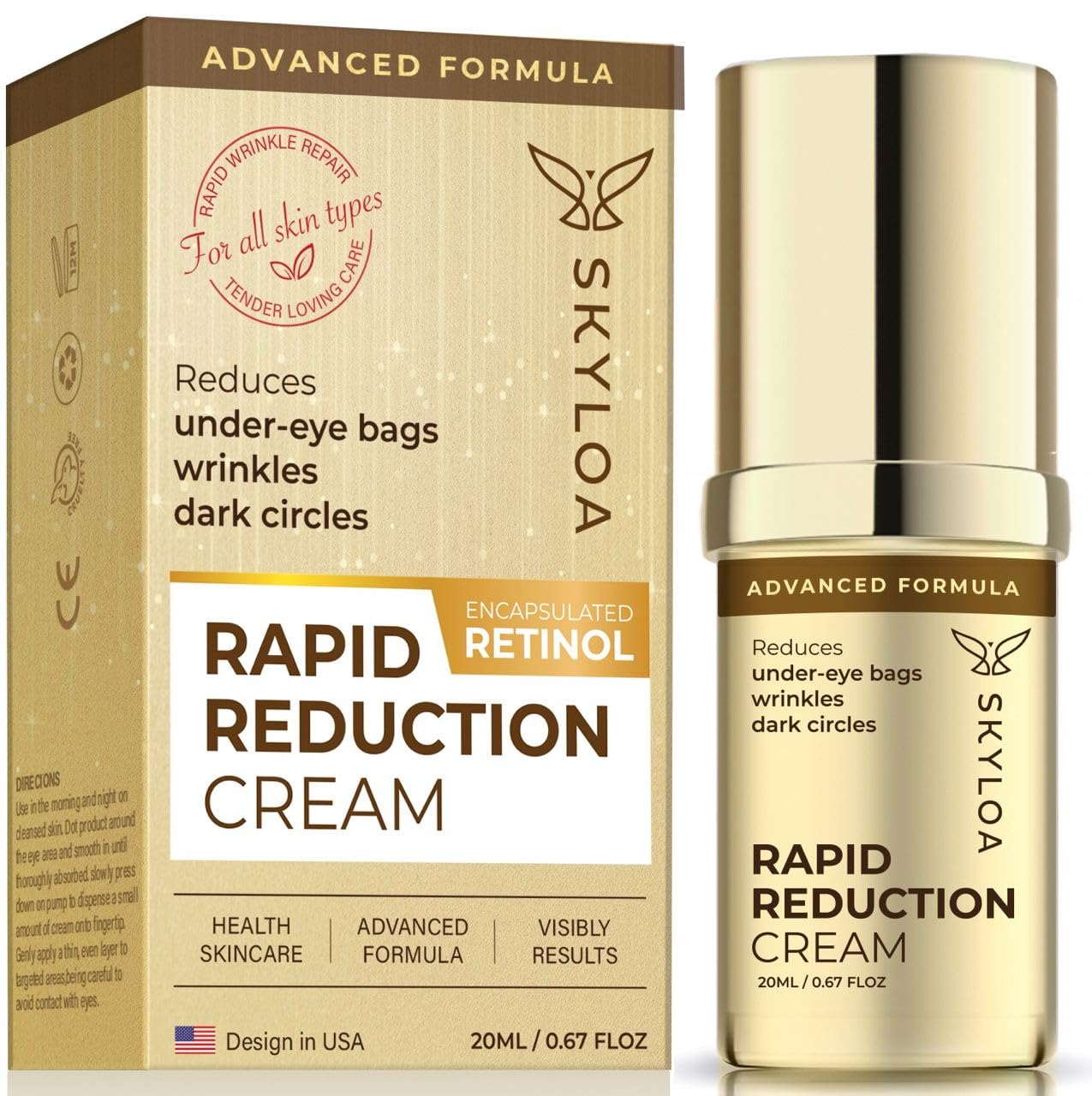 Retinol Eye Cream Anti Aging: Under Eye Cream for Dark Circles and Puffiness Bags - Retinol Eye Serum - Under Eye Serum with Caffeine and Hyaluronic Acid - Visibly Reduces Wrinkles Fine Lines(20ML)