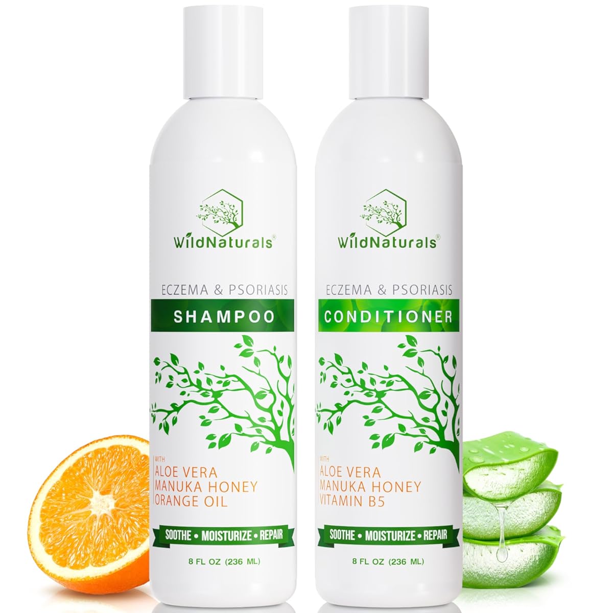 Eczema Psoriasis Shampoo & Conditioner Set for Men & Women - Anti Dandruff Shampoo for Dry Scalp & Hair - Seborrheic Dermatitis Shampoo for Itchy Scalp Treatment - Eczema Shampoo for Scalp Psoriasis