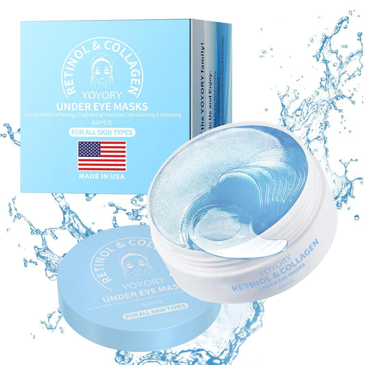 Gerovl Under Eye Patches Masks - for Dark Circles, Puffy Eyes, Wrinkles, Fine Lines, Eye Bags Treatment with Hyaluronic Acid and Collagen, Moisturizing and Hydrating(60Pcs)