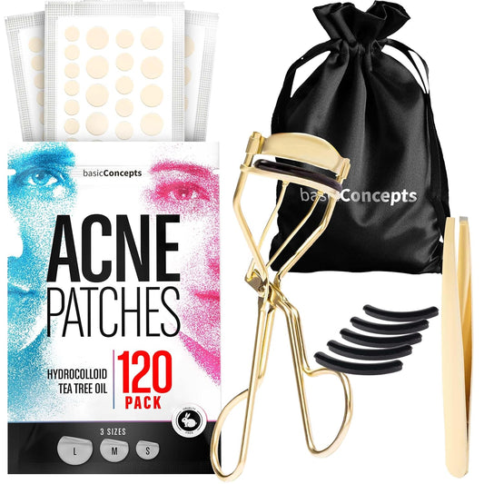 Gold Eyelash Curler and Acne Patch Bundle