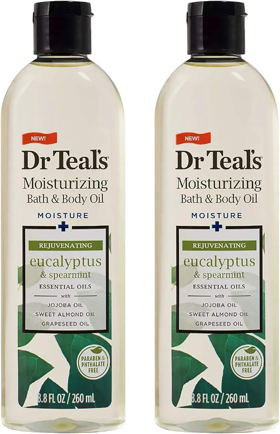 Dr. Teals Bath & Body Oil Gift Set (2 Pack, 8.8oz Ea.) - Rejuvenating Eucalyptus & Spearmint Blended with Pure Epsom Salt - Essential Oils Hydrate Skin & Alleviates Daily Stress at Home