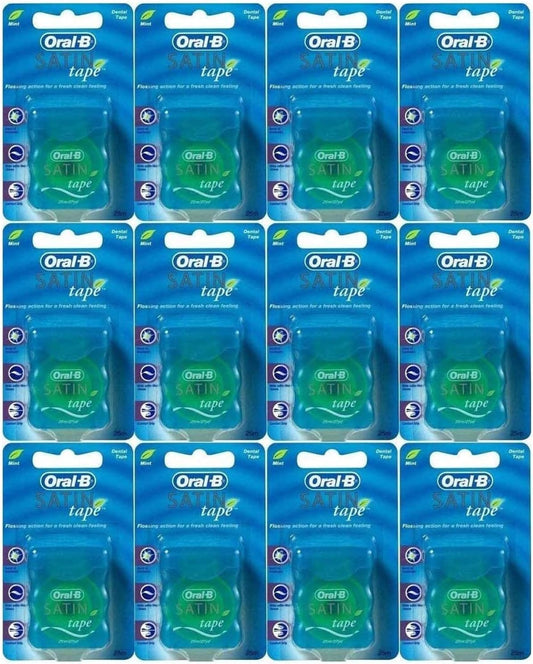 Oral-B Statin Tape Dental Floss 25m (12 Units) by Oral-B Satin Tape Mint