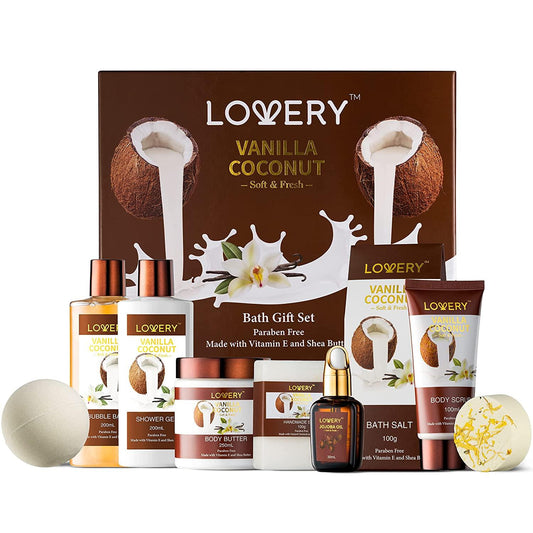Vanilla Coconut Spa Gift Box - 10Pc Bath and Shower Set