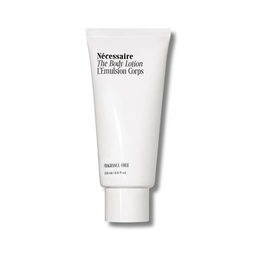 NŽcessaire The Body Lotion - Firming Lotion with 5 Peptides, 2.5% Niacinamide, Vitamin C/E + Omega 6/9. Non-Comedogenic. Fragrance-Free. 200 ml / 6.8 fl oz.