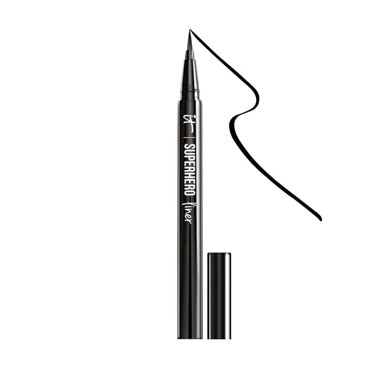 IT Cosmetics Superhero Liquid Eyeliner Pen, Black - 24-Hour Waterproof Formula WonÕt Smudge or Fade - With Peptides, Collagen, Biotin & Kaolin Clay - 0.03 fl oz