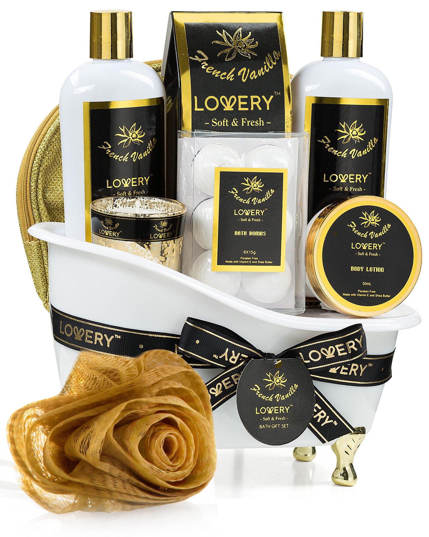 Deluxe French Vanilla Spa Gift Set -14Pc Body Care Kit