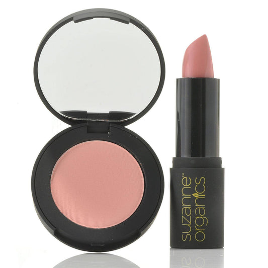 SUZANNE Organics Sheer Satin Lipstick & Natural Blushing Powder Set (5 Options)