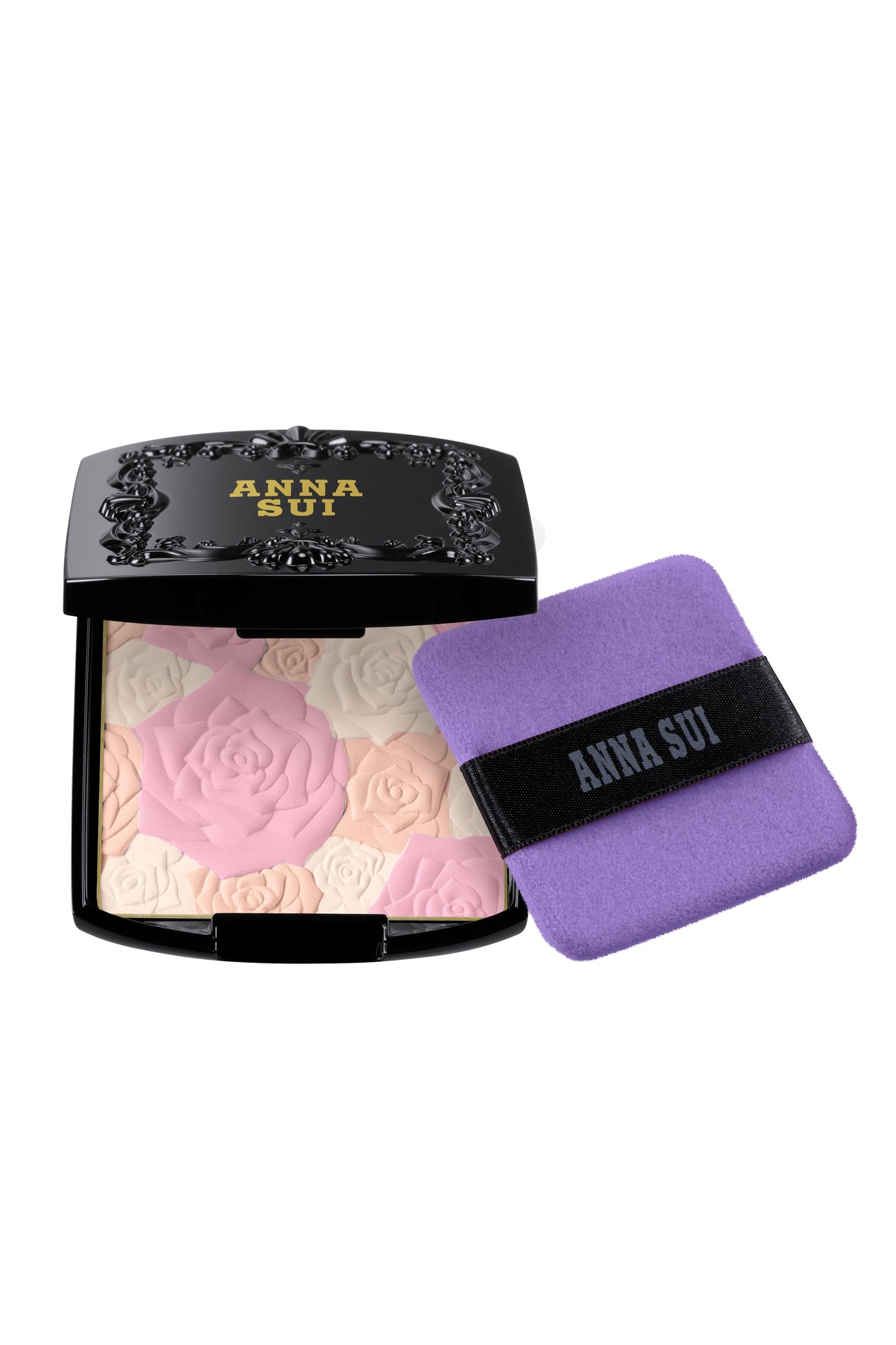 Anna Sui Rose Pressed Powder 300: Light Peach, Cheerful Orange, Serene White