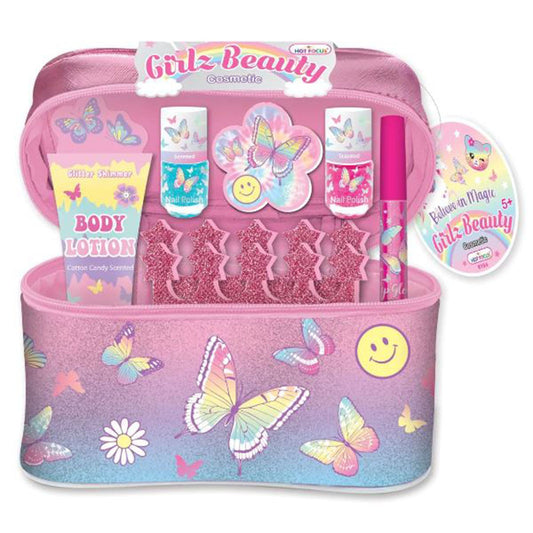 Hot Focus Tie Dye Butterfly Girlz Beauty Cosmetic Bag Set